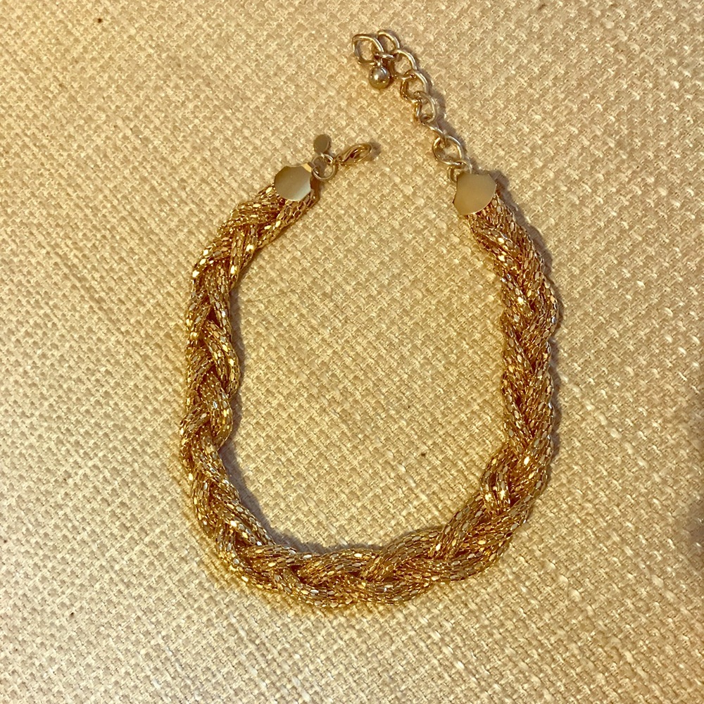 Braided gold chain necklace